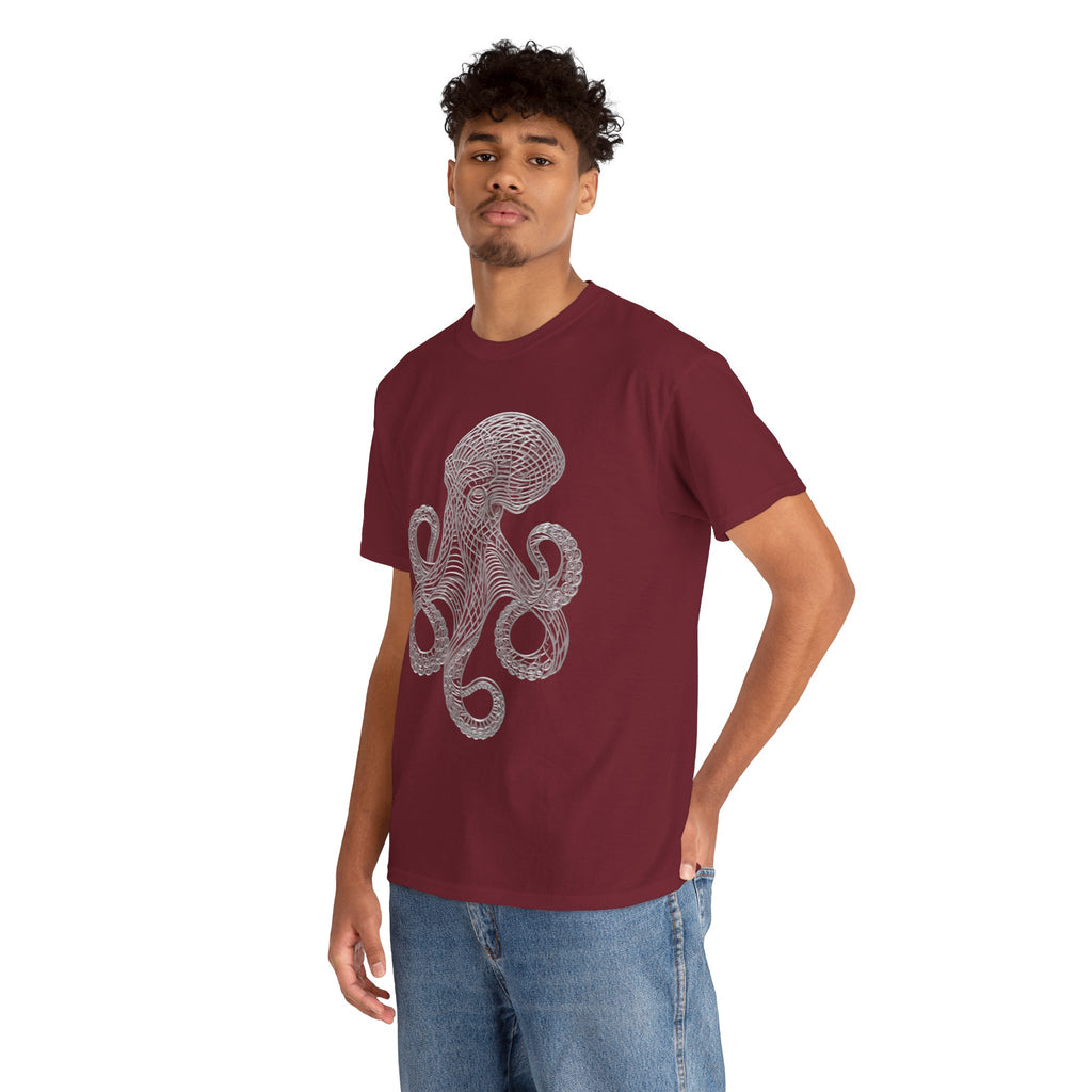 Intricate Line Art Octopus T-Shirt | Nautical Sea Creature