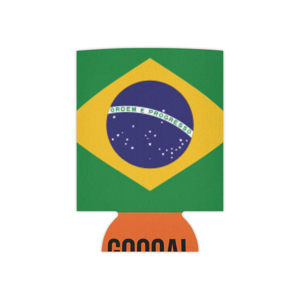Brazil Flag Can Cooler | Soccer Fan Koozie (GOOOAL Accent)