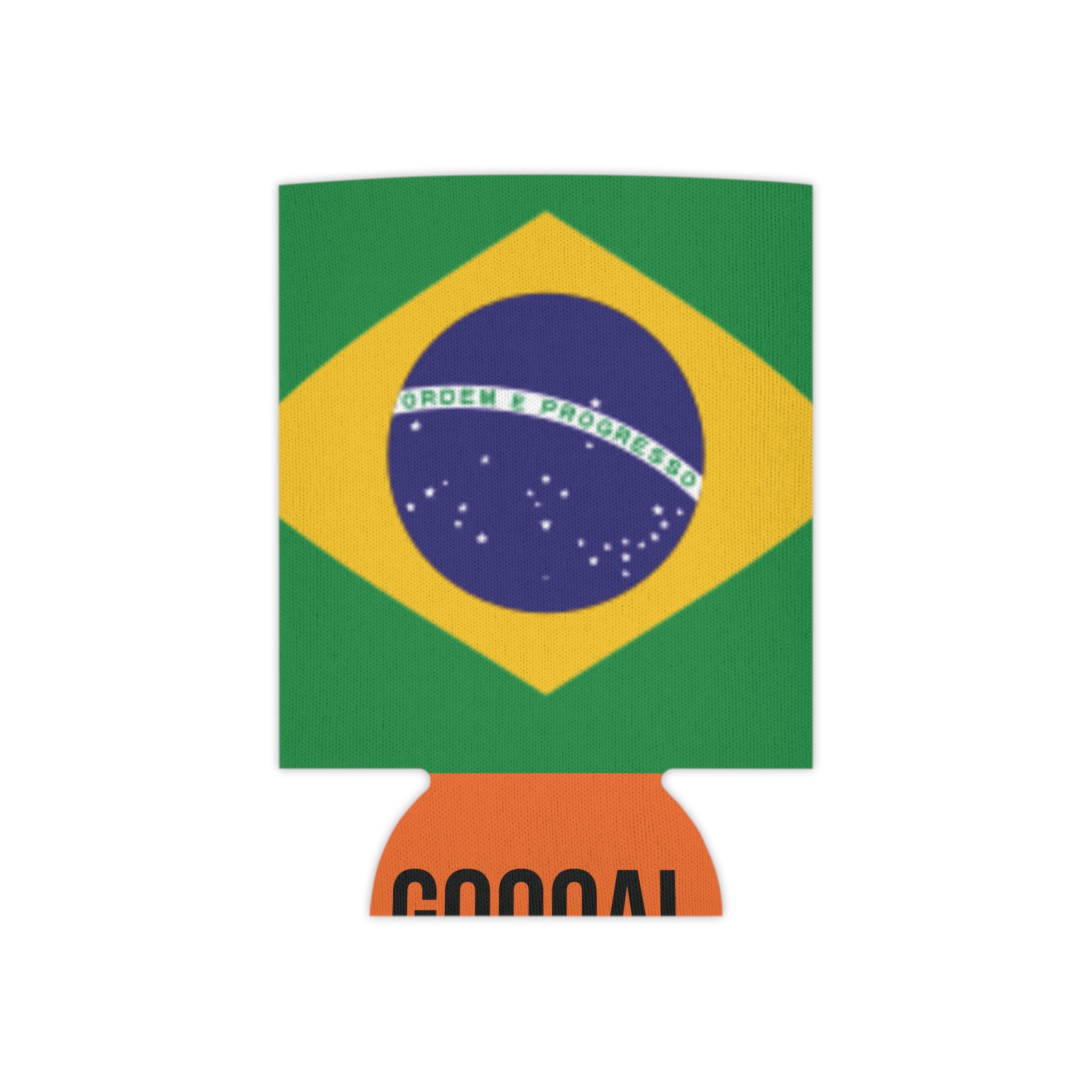 Brazil Flag Can Cooler | Soccer Fan Koozie (GOOOAL Accent)