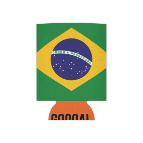 Brazil Flag Can Cooler | Soccer Fan Koozie (GOOOAL Accent)