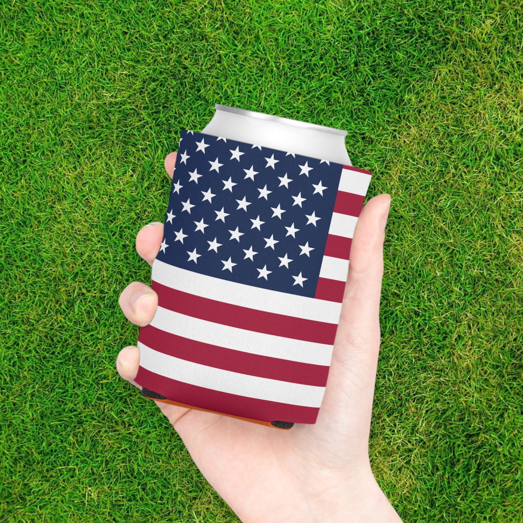 USA Flag Can Cooler | Soccer Fan Koozie (GOOOAL Accent)