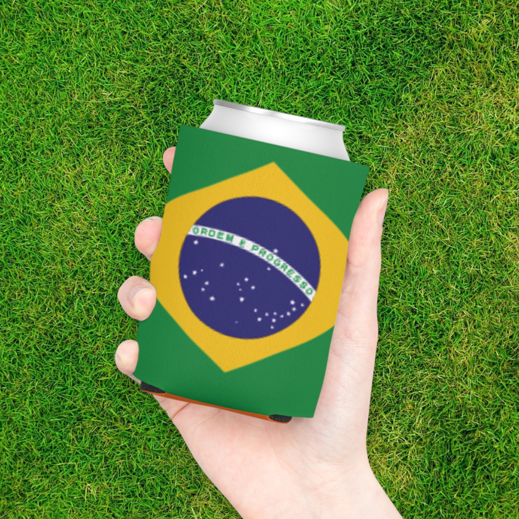 Brazil Flag Can Cooler | Soccer Fan Koozie (GOOOAL Accent)