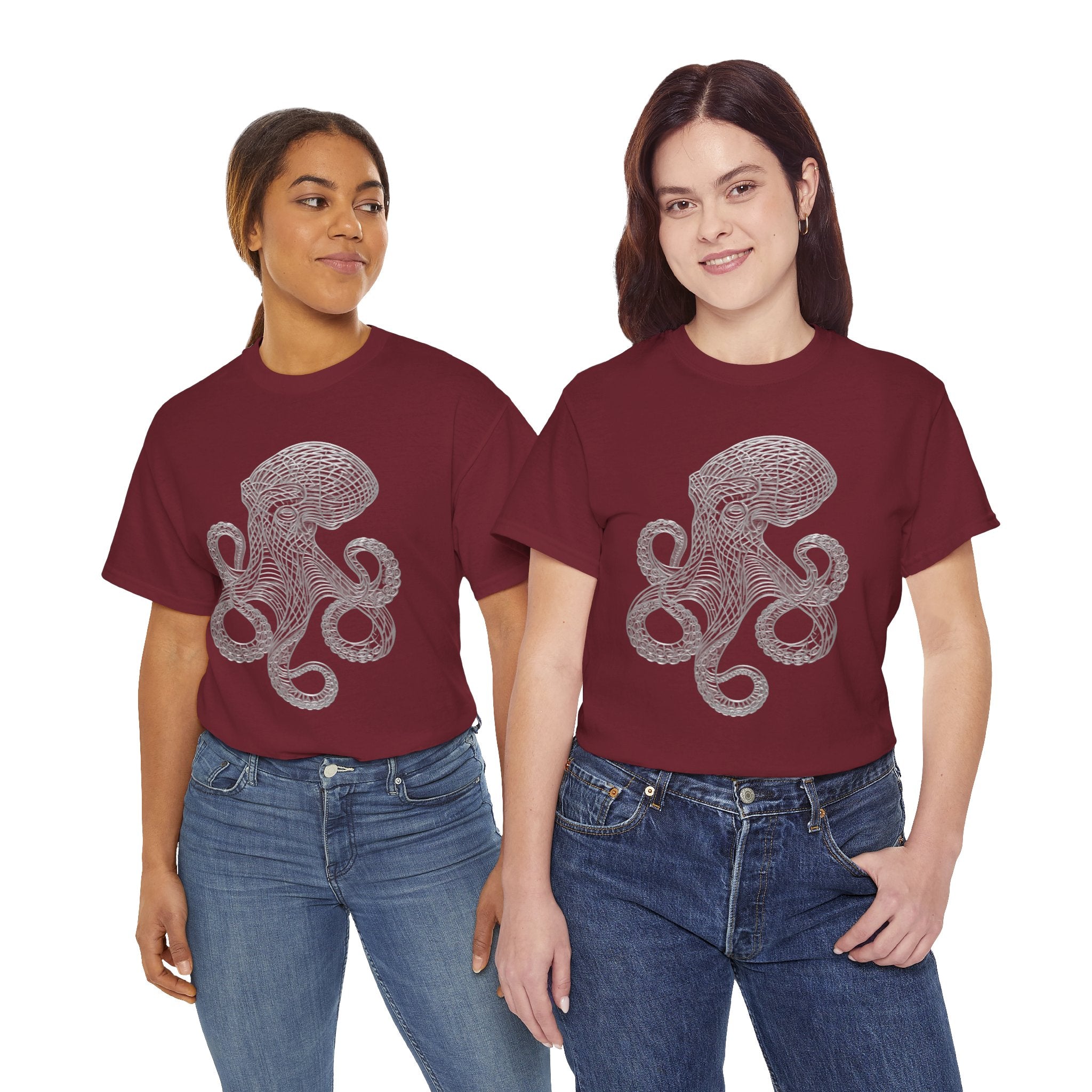 Intricate Line Art Octopus T-Shirt | Nautical Sea Creature