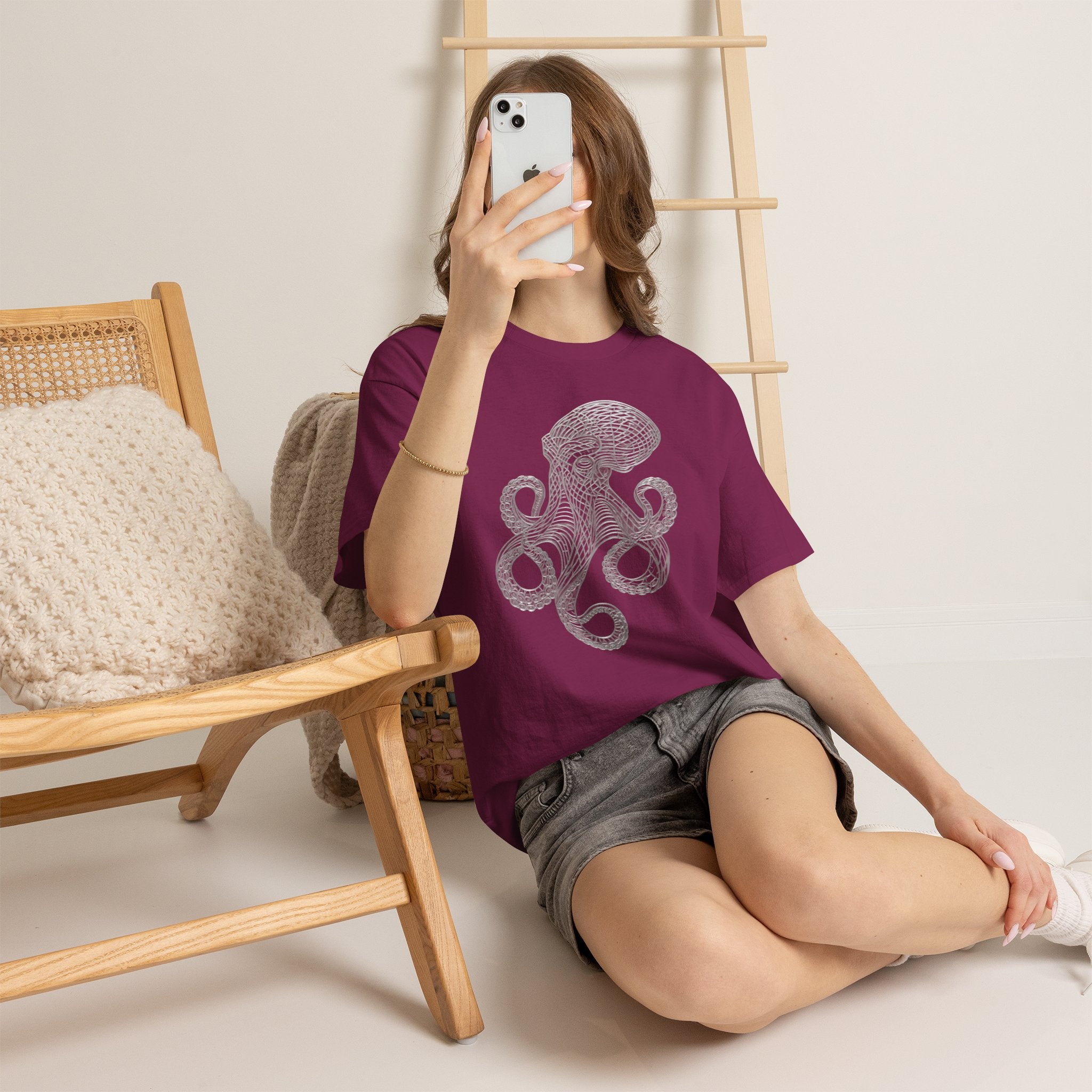 Intricate Line Art Octopus T-Shirt | Nautical Sea Creature