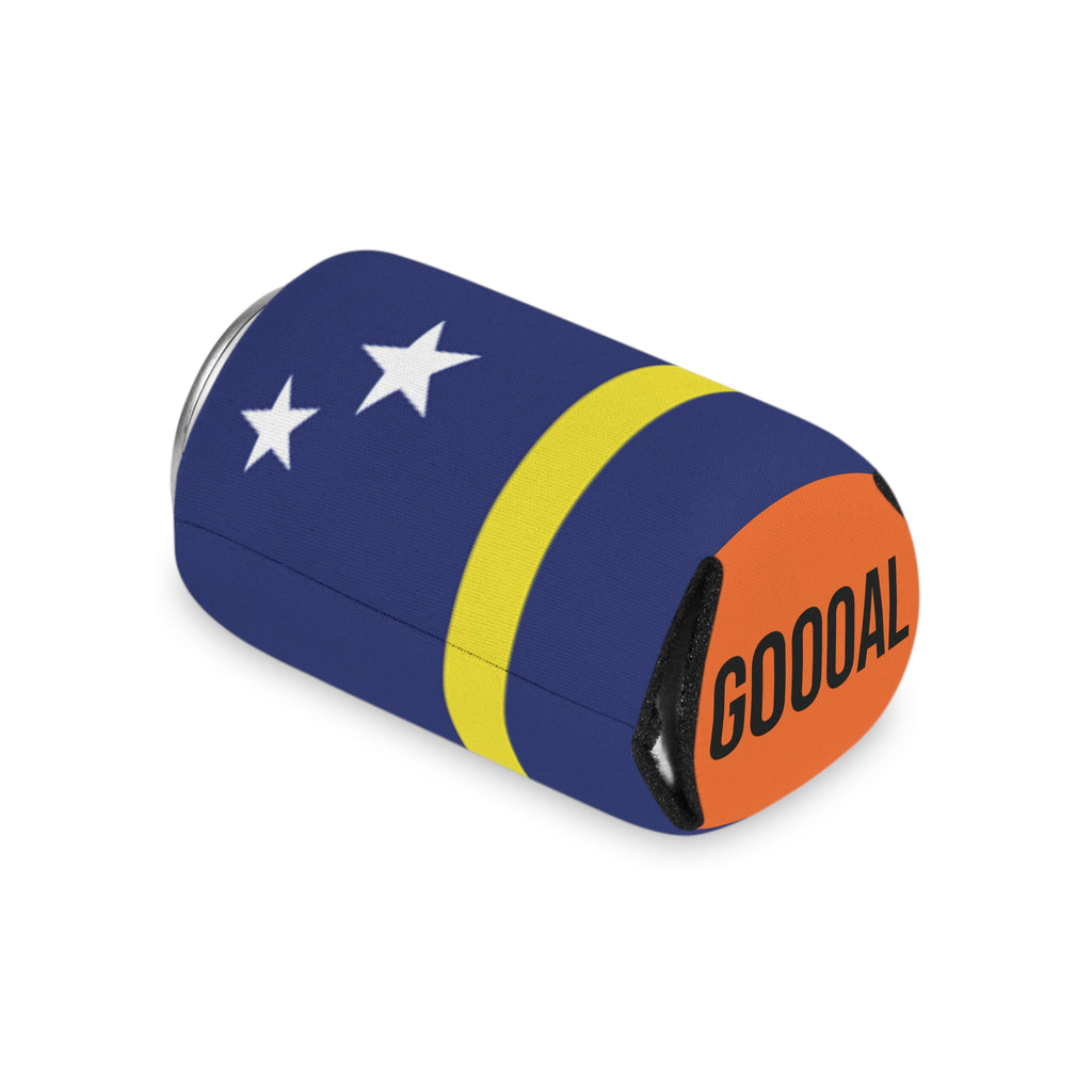 Curaçao Flag Can Cooler | Soccer Fan Koozie (GOOOAL Accent)