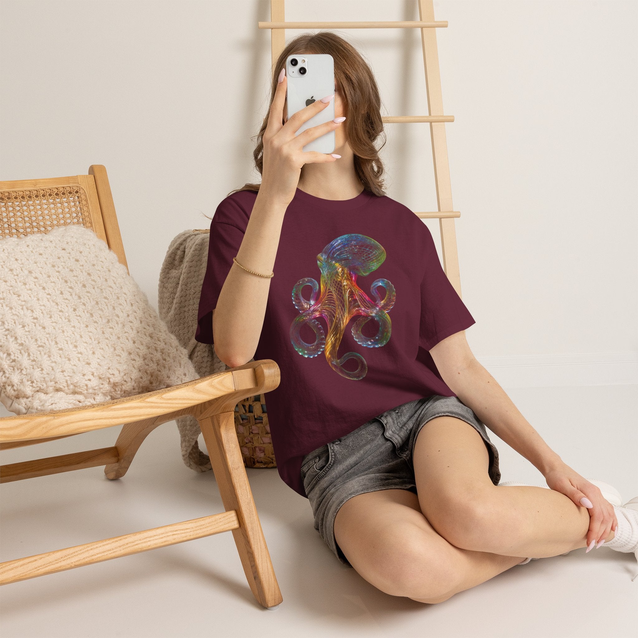 Intricate Line Art Octopus T-Shirt | Nautical Sea Creature (R)