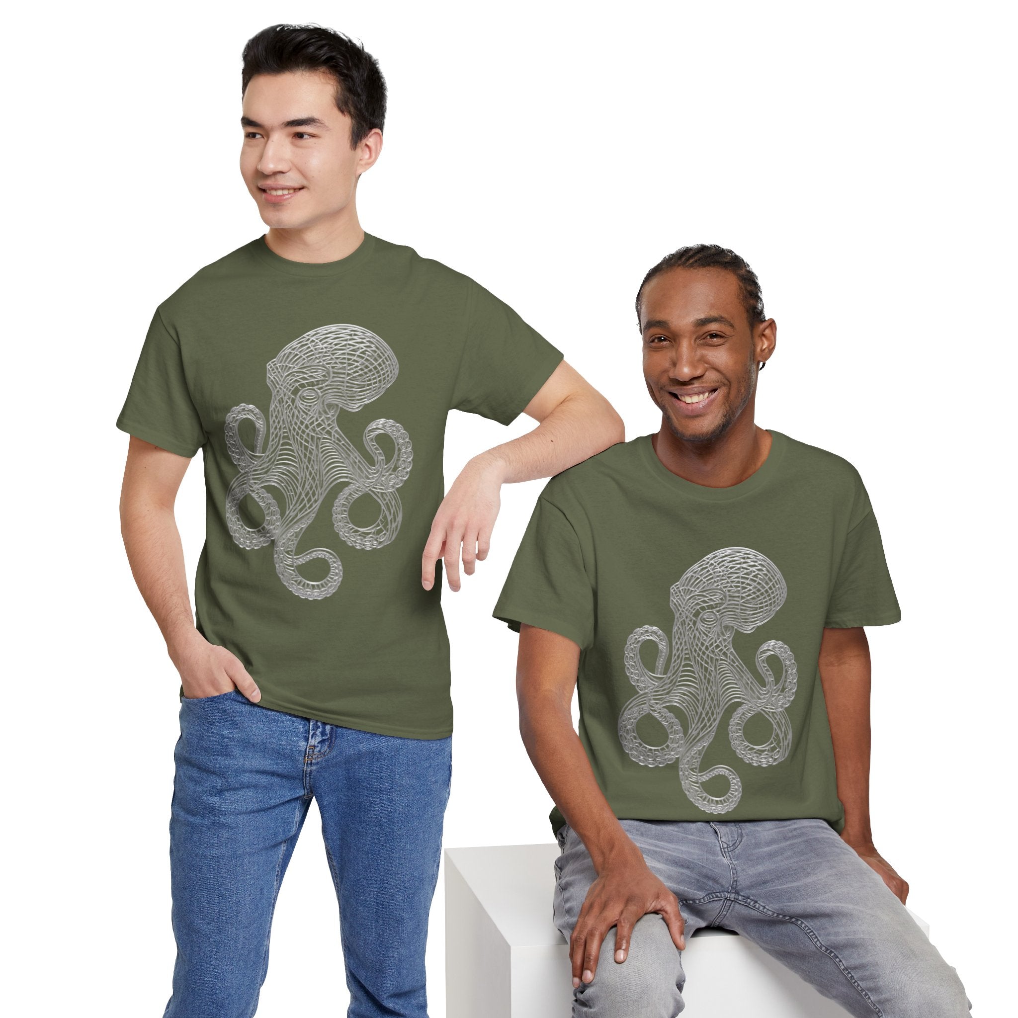Intricate Line Art Octopus T-Shirt | Nautical Sea Creature